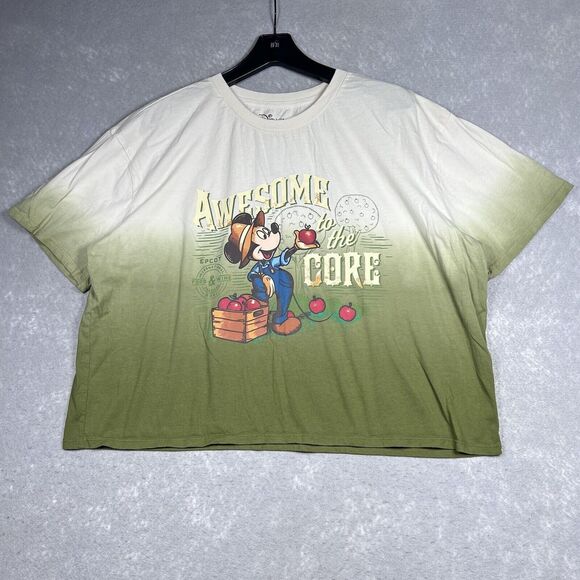 Disney T-Shirt Womens 2X Green Apple Orchard Collection Awesome to the Core Crop - Picture 1 of 11